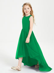 Asymmetrical Junior Bridesmaid Dresses with Scoop Neckline Emerald