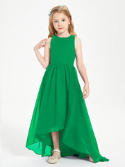 Asymmetrical Junior Bridesmaid Dresses with Scoop Neckline Emerald