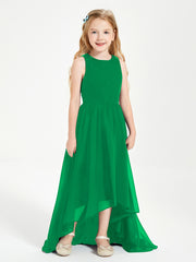 Asymmetrical Junior Bridesmaid Dresses with Scoop Neckline Emerald