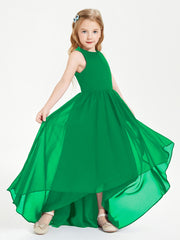 Asymmetrical Junior Bridesmaid Dresses with Scoop Neckline Emerald
