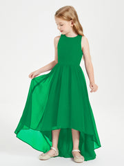 Asymmetrical Junior Bridesmaid Dresses with Scoop Neckline Emerald