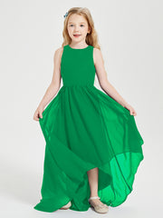 Asymmetrical Junior Bridesmaid Dresses with Scoop Neckline Emerald