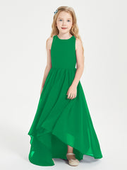 Asymmetrical Junior Bridesmaid Dresses with Scoop Neckline Emerald