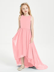 Asymmetrical Junior Bridesmaid Dresses with Scoop Neckline Flamingo
