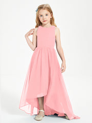 Asymmetrical Junior Bridesmaid Dresses with Scoop Neckline Flamingo