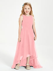 Asymmetrical Junior Bridesmaid Dresses with Scoop Neckline Flamingo