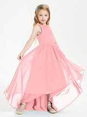 Asymmetrical Junior Bridesmaid Dresses with Scoop Neckline Flamingo