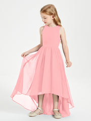 Asymmetrical Junior Bridesmaid Dresses with Scoop Neckline Flamingo