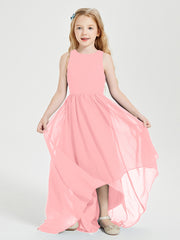 Asymmetrical Junior Bridesmaid Dresses with Scoop Neckline Flamingo