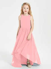 Asymmetrical Junior Bridesmaid Dresses with Scoop Neckline Flamingo