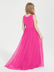 Asymmetrical Junior Bridesmaid Dresses with Scoop Neckline Fuchsia
