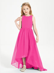 Asymmetrical Junior Bridesmaid Dresses with Scoop Neckline Fuchsia