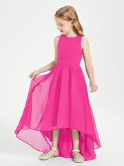 Asymmetrical Junior Bridesmaid Dresses with Scoop Neckline Fuchsia