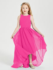 Asymmetrical Junior Bridesmaid Dresses with Scoop Neckline Fuchsia