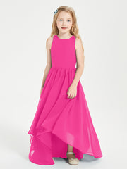 Asymmetrical Junior Bridesmaid Dresses with Scoop Neckline Fuchsia