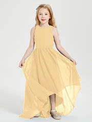 Asymmetrical Junior Bridesmaid Dresses with Scoop Neckline Gold