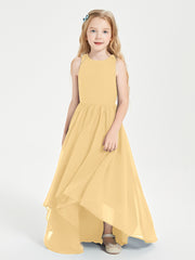 Asymmetrical Junior Bridesmaid Dresses with Scoop Neckline Gold