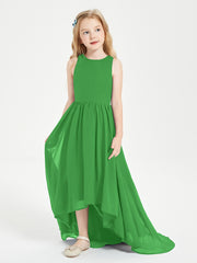 Asymmetrical Junior Bridesmaid Dresses with Scoop Neckline Green
