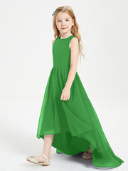 Asymmetrical Junior Bridesmaid Dresses with Scoop Neckline Green