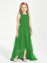 Asymmetrical Junior Bridesmaid Dresses with Scoop Neckline Green
