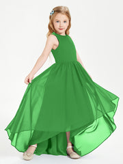 Asymmetrical Junior Bridesmaid Dresses with Scoop Neckline Green
