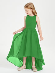 Asymmetrical Junior Bridesmaid Dresses with Scoop Neckline Green