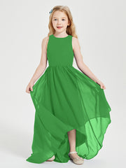 Asymmetrical Junior Bridesmaid Dresses with Scoop Neckline Green
