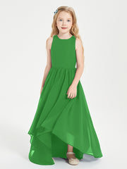 Asymmetrical Junior Bridesmaid Dresses with Scoop Neckline Green