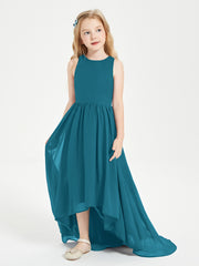 Asymmetrical Junior Bridesmaid Dresses with Scoop Neckline Ink Blue