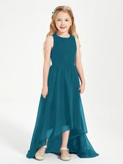 Asymmetrical Junior Bridesmaid Dresses with Scoop Neckline Ink Blue