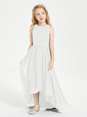 Asymmetrical Junior Bridesmaid Dresses with Scoop Neckline Ivory