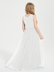 Asymmetrical Junior Bridesmaid Dresses with Scoop Neckline Ivory