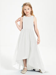 Asymmetrical Junior Bridesmaid Dresses with Scoop Neckline Ivory