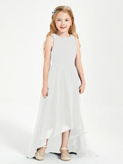 Asymmetrical Junior Bridesmaid Dresses with Scoop Neckline Ivory