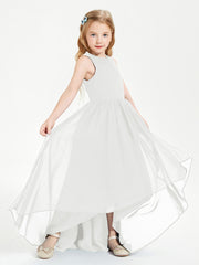 Asymmetrical Junior Bridesmaid Dresses with Scoop Neckline Ivory