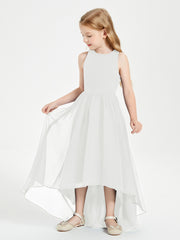 Asymmetrical Junior Bridesmaid Dresses with Scoop Neckline Ivory