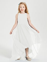 Asymmetrical Junior Bridesmaid Dresses with Scoop Neckline Ivory