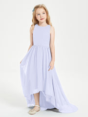 Asymmetrical Junior Bridesmaid Dresses with Scoop Neckline Lavender
