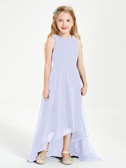 Asymmetrical Junior Bridesmaid Dresses with Scoop Neckline Lavender