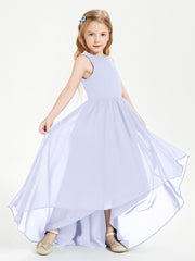 Asymmetrical Junior Bridesmaid Dresses with Scoop Neckline Lavender