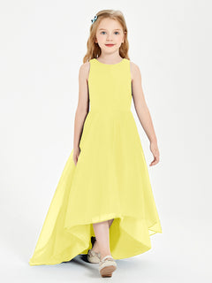 Asymmetrical Junior Bridesmaid Dresses with Scoop Neckline Lemon