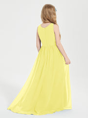 Asymmetrical Junior Bridesmaid Dresses with Scoop Neckline Lemon