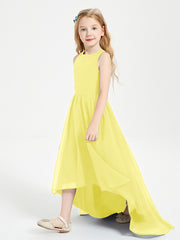 Asymmetrical Junior Bridesmaid Dresses with Scoop Neckline Lemon