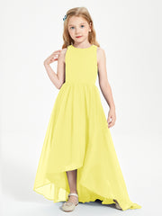 Asymmetrical Junior Bridesmaid Dresses with Scoop Neckline Lemon