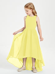 Asymmetrical Junior Bridesmaid Dresses with Scoop Neckline Lemon