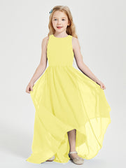 Asymmetrical Junior Bridesmaid Dresses with Scoop Neckline Lemon