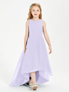 Asymmetrical Junior Bridesmaid Dresses with Scoop Neckline Lilac