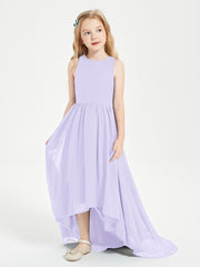 Asymmetrical Junior Bridesmaid Dresses with Scoop Neckline Lilac