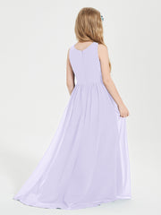 Asymmetrical Junior Bridesmaid Dresses with Scoop Neckline Lilac