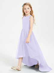 Asymmetrical Junior Bridesmaid Dresses with Scoop Neckline Lilac